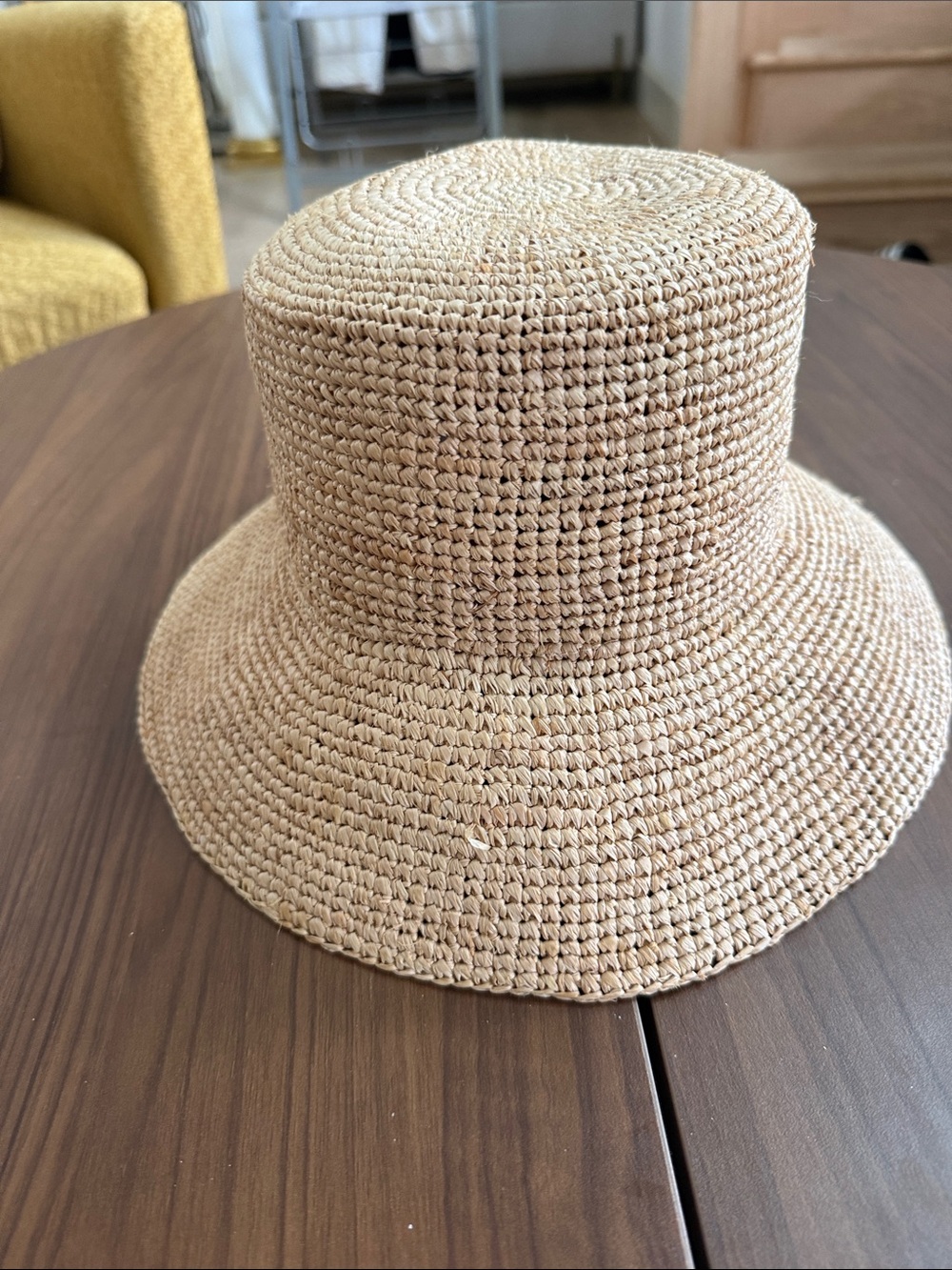 l*space Natural Crochet Straw Bucket Hat